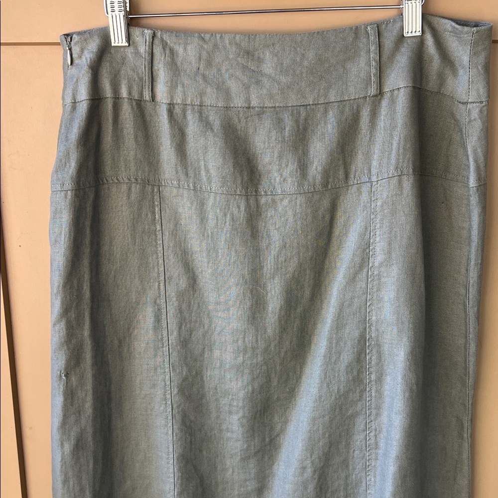 For Cynthia PL New w Tag 100% Linen Mid Skirt A Line Olive Green - Picture 2 of 10